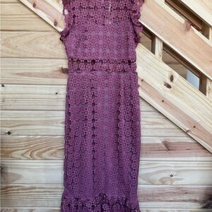 Petal & Pup Lace Midi Dress in Mauve